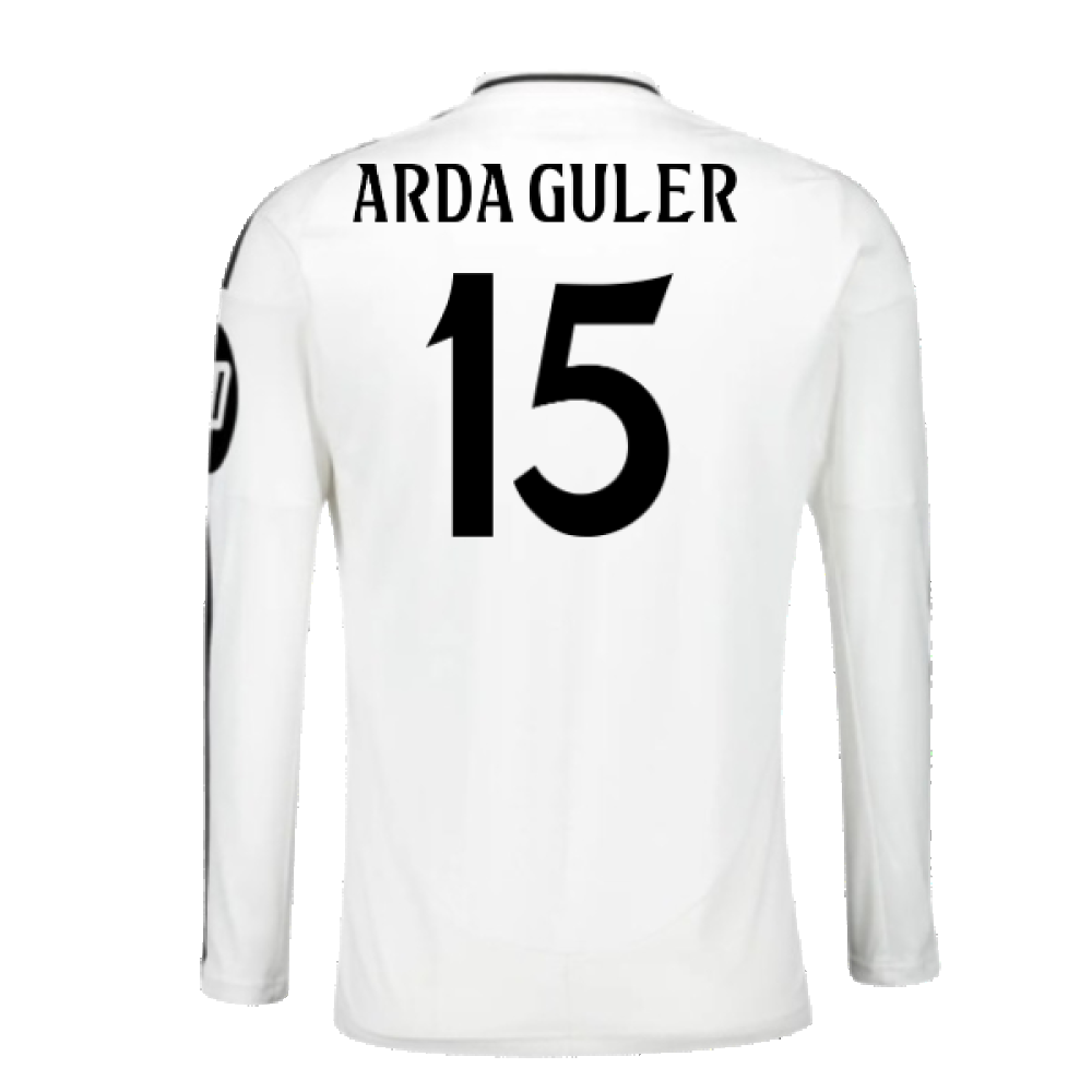2024-2025 Real Madrid Long Sleeve Home Shirt (Arda Guler 15)