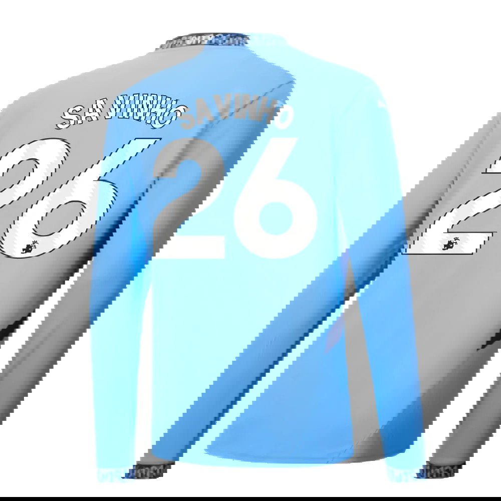 2024-2025 Man City Home Long Sleeve Shirt (Savinho 26)