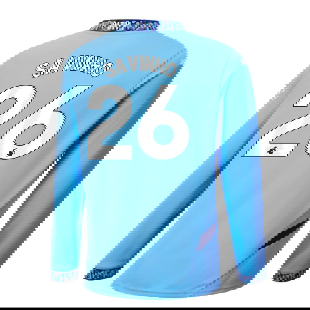 2024-2025 Man City Home Long Sleeve Shirt (Kids) (Savinho 26)