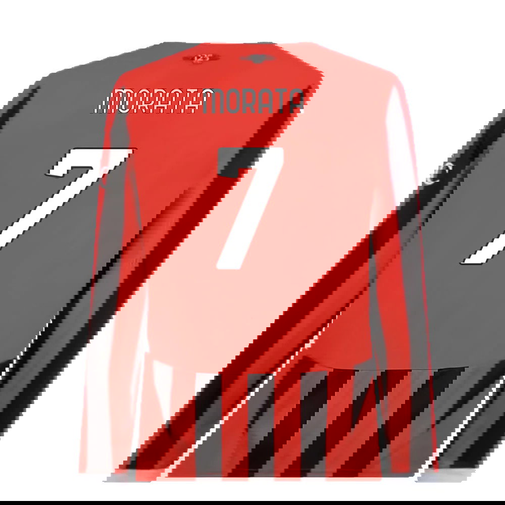 2024-2025 AC Milan Home Long Sleeve Shirt (Morata 7)