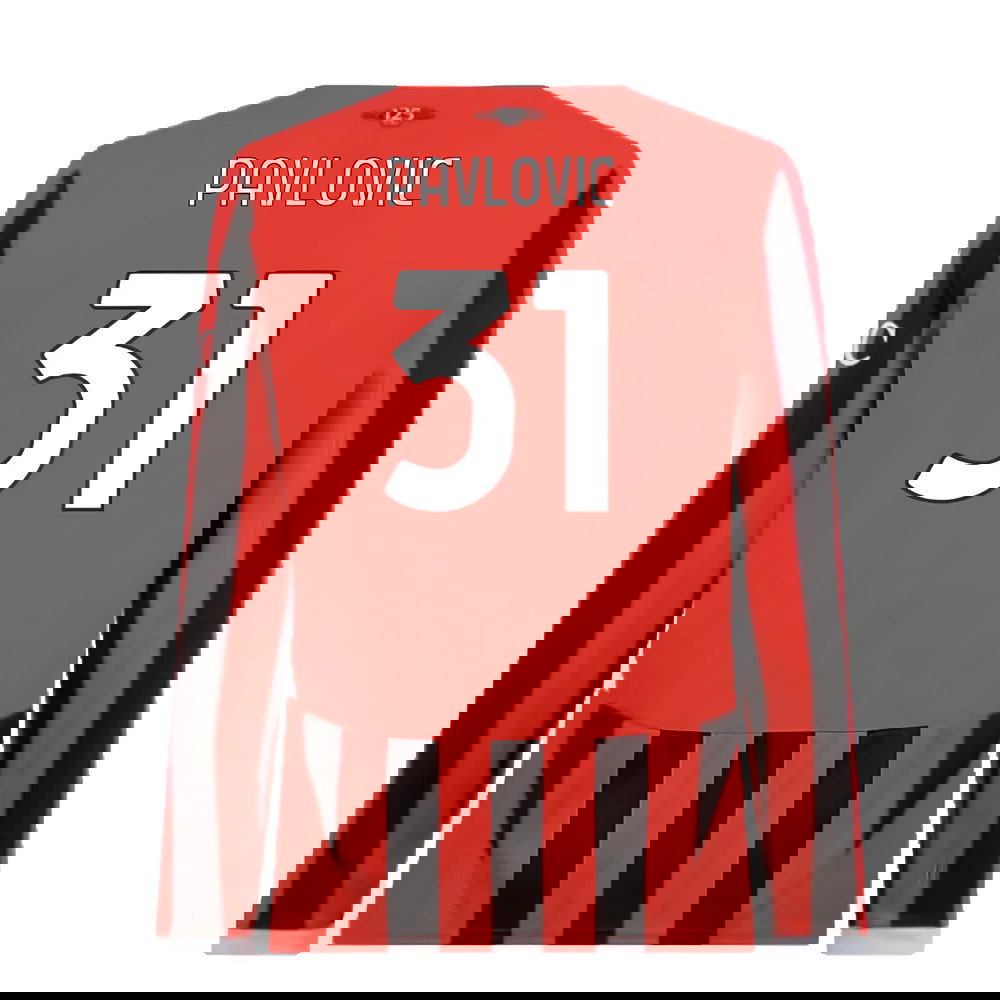 2024-2025 AC Milan Home Long Sleeve Shirt (Pavlovic 31)