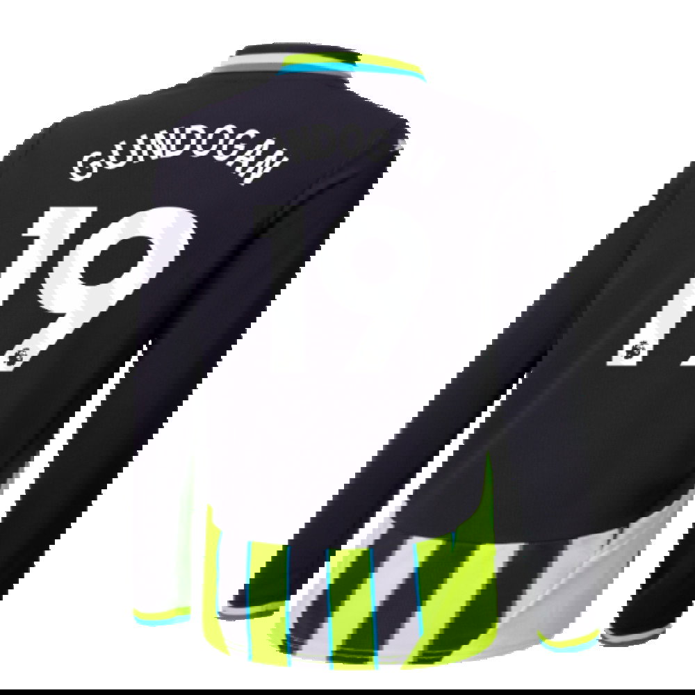 2024-2025 Man City Away Long Sleeve Shirt (Kids) (Gundogan 19)