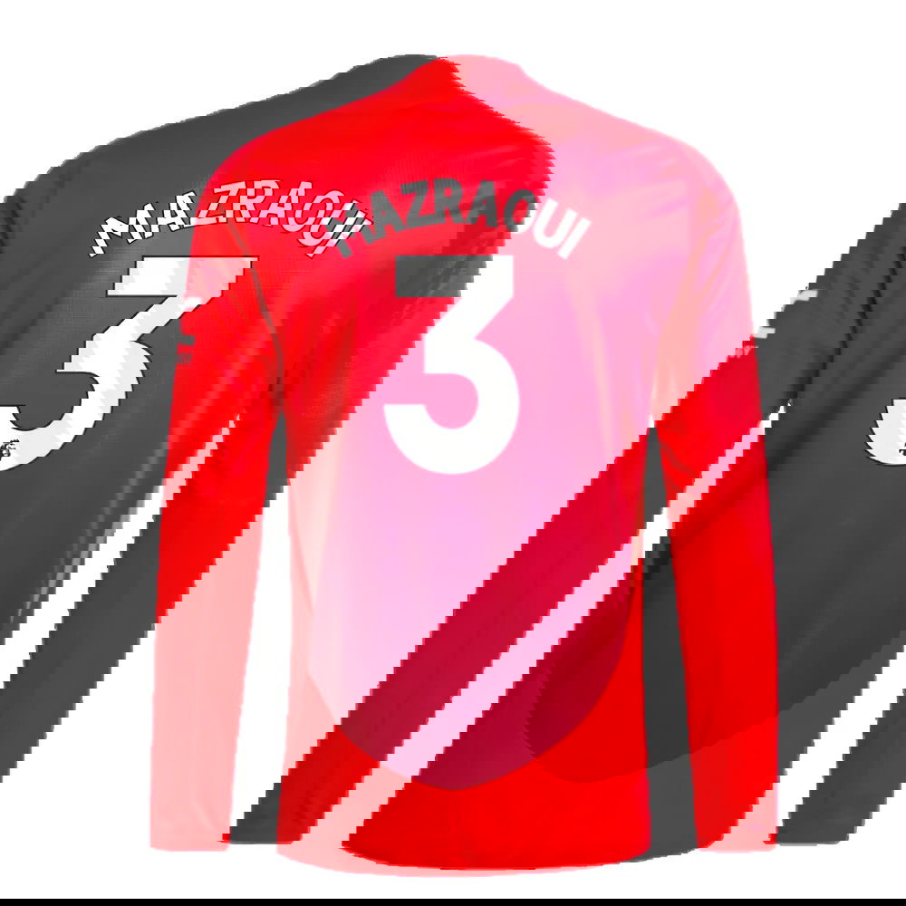 2024-2025 Man Utd Authentic Long Sleeve Home Shirt (Mazraoui 3)