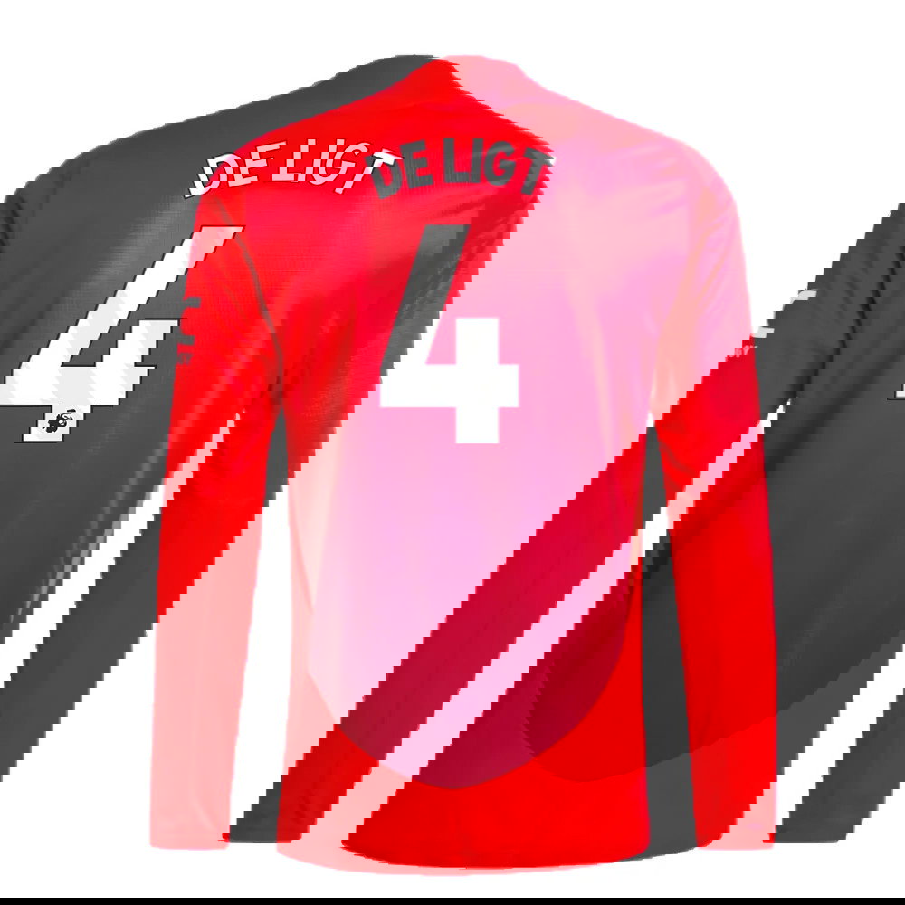 2024-2025 Man Utd Authentic Long Sleeve Home Shirt (De Ligt 4)