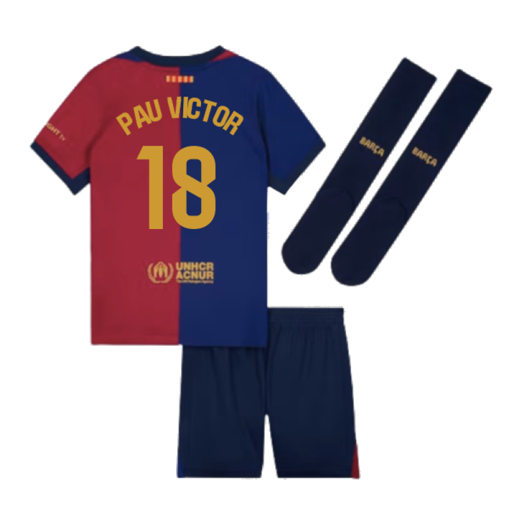 2024-2025 Barcelona Home Mini Kit (Pau Victor 18)