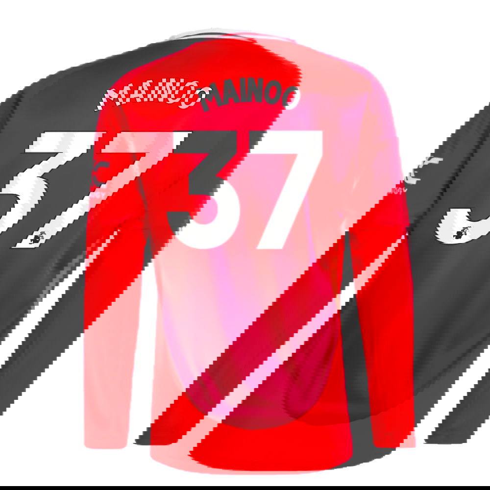 2024-2025 Man Utd Long Sleeve Home Shirt (Mainoo 37)