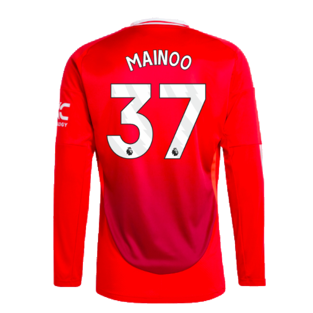 2024-2025 Man Utd Long Sleeve Home Shirt (Mainoo 37)