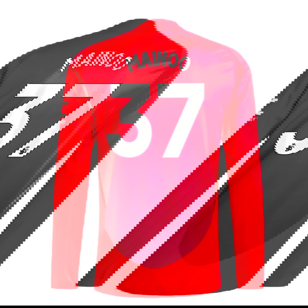 2024-2025 Man Utd Authentic Long Sleeve Home Shirt (Mainoo 37)