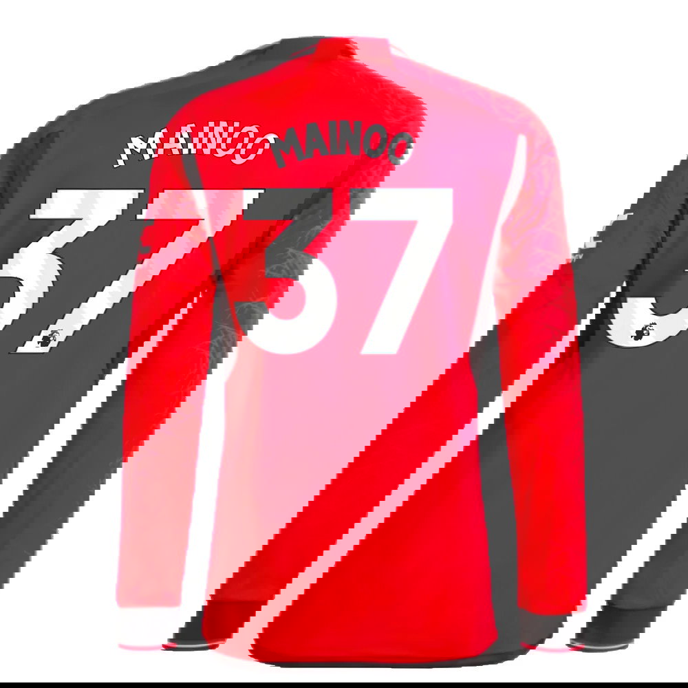 2023-2024 Man Utd Long Sleeve Home Shirt (Mainoo 37)