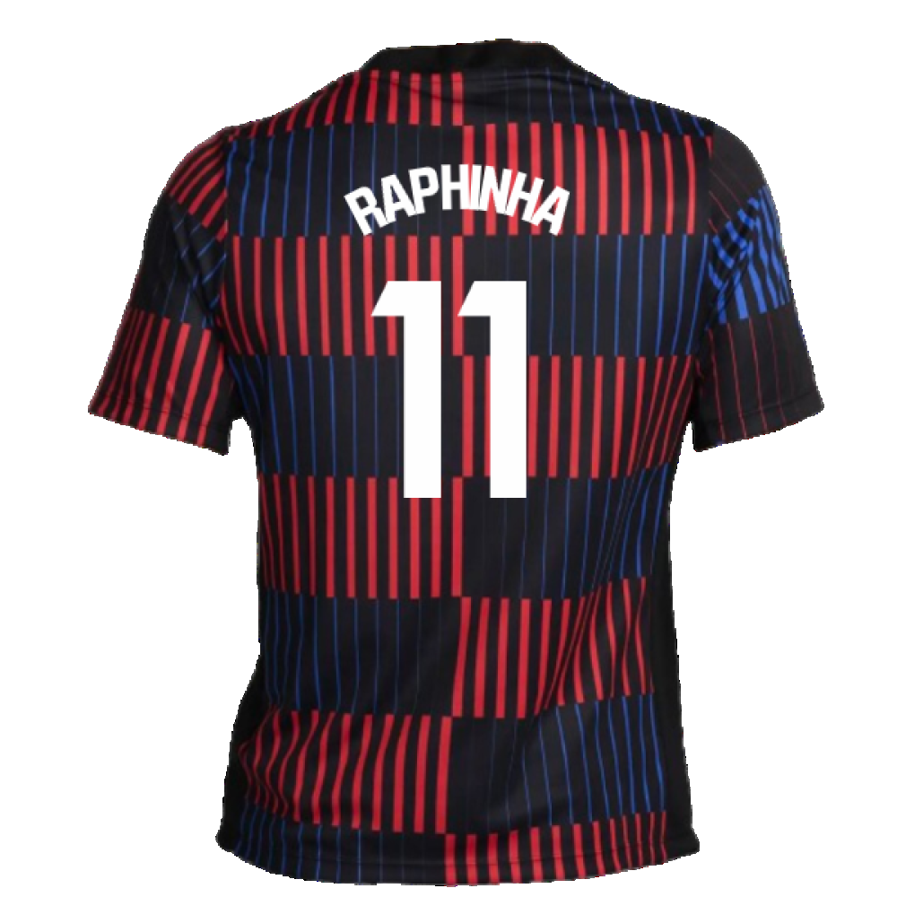 2024-2025 Barcelona Pre-Match Away Shirt (Navy) (Raphinha 11)