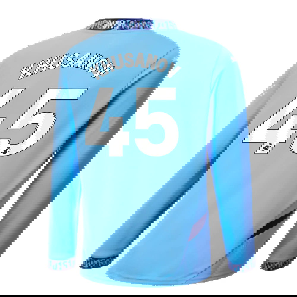 2024-2025 Man City Home Long Sleeve Shirt (Kids) (Khusanov 45)