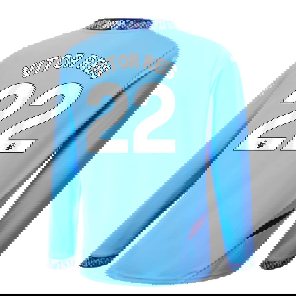 2024-2025 Man City Home Long Sleeve Shirt (Kids) (Vitor Reis 22)