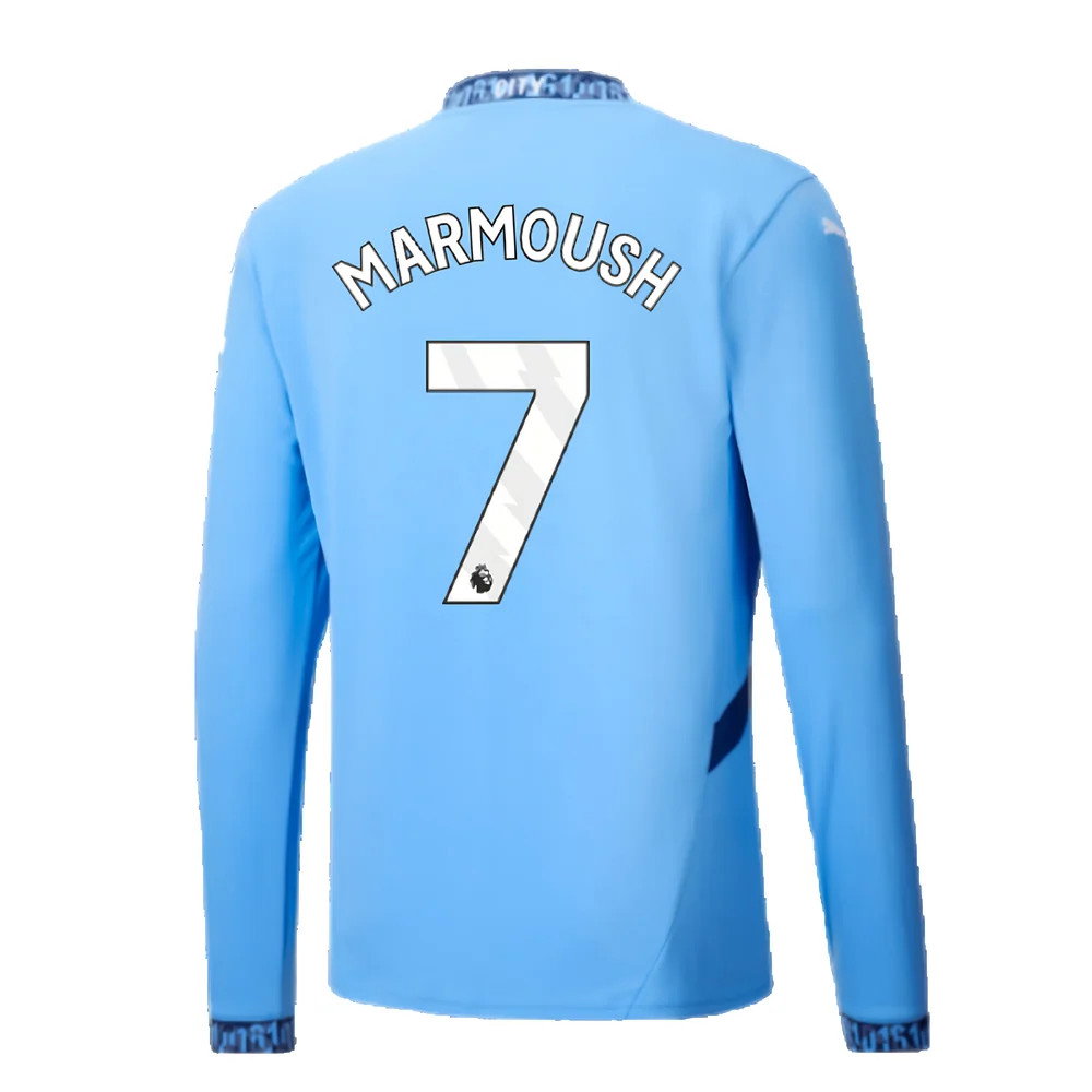 2024-2025 Man City Home Long Sleeve Shirt (Marmoush 7)