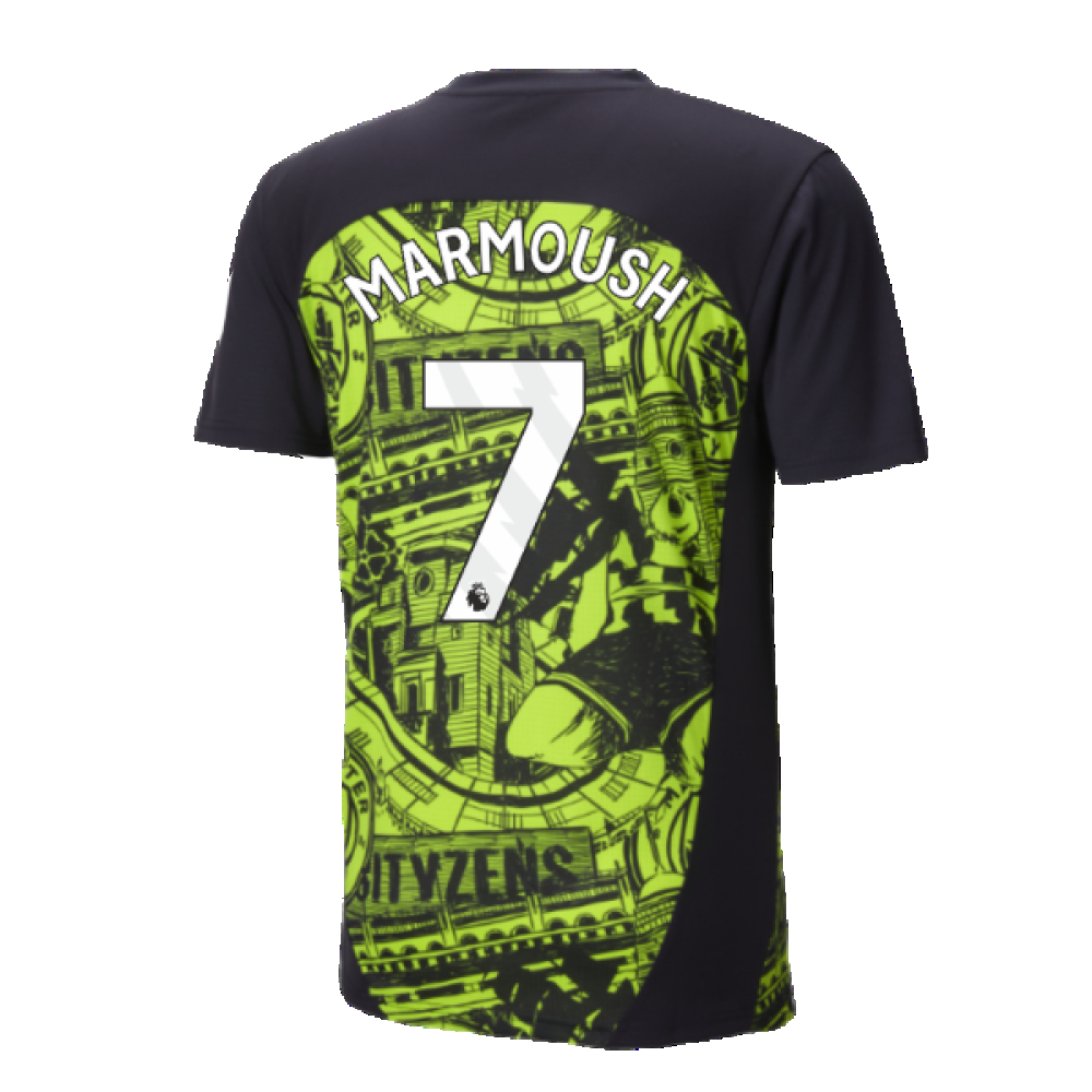 2024-2025 Man City Pre-Match Shirt (Yellow Glow) - Kids (Marmoush 7)