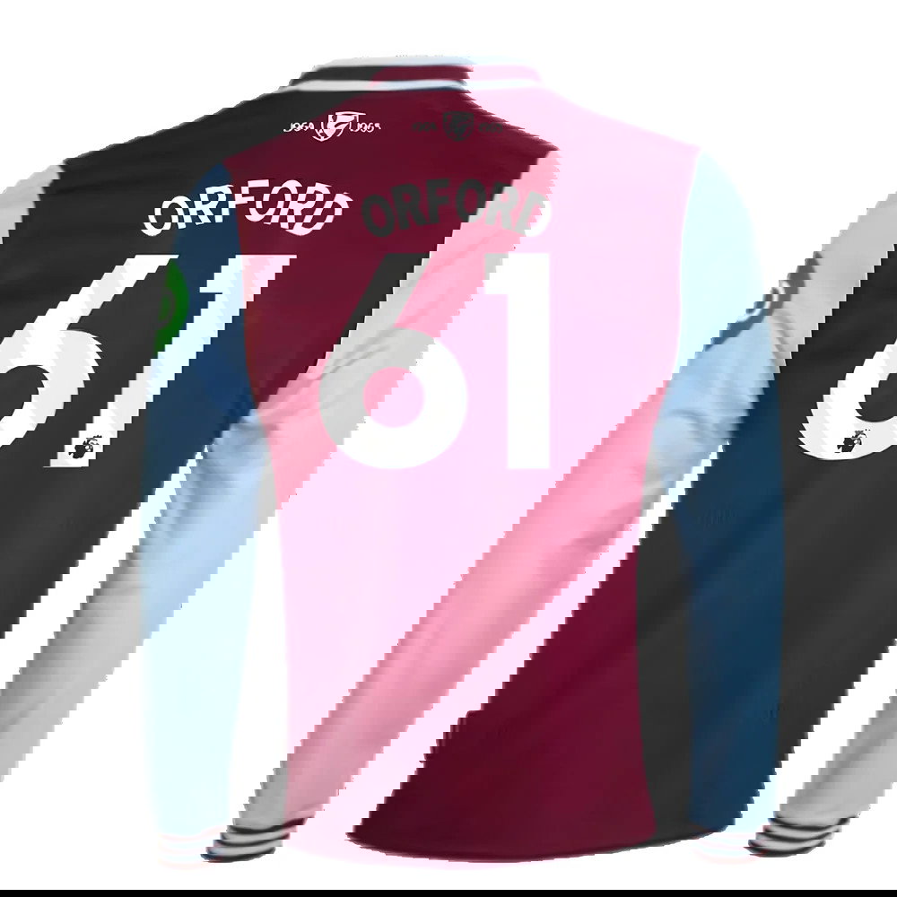 2024-2025 West Ham Long Sleeve Home Shirt (Kids) (Orford 61)