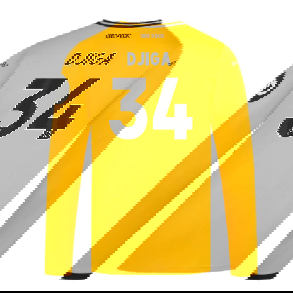 2024-2025 Wolves Long Sleeve Home Shirt (Djiga 34)