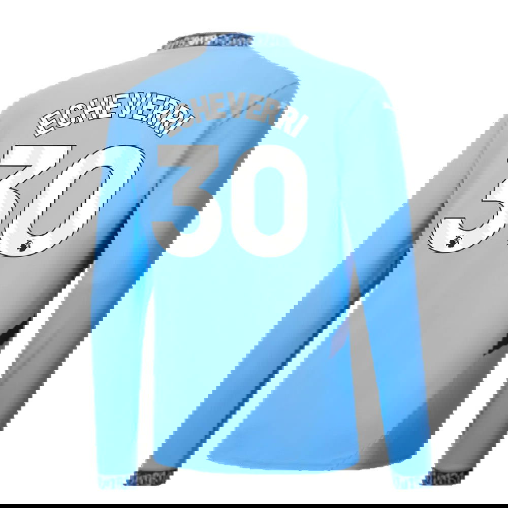 2024-2025 Man City Home Long Sleeve Shirt (Echeverri 30)
