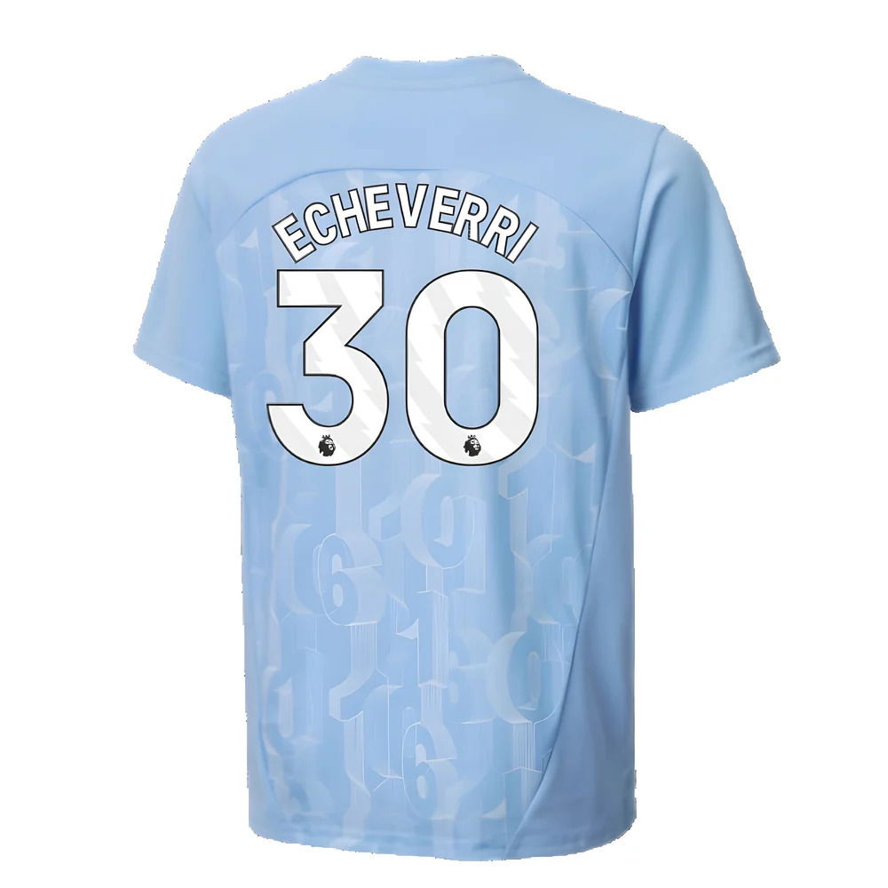 2024-2025 Man City Prematch SS Shirt (Light Blue) - Kids (Echeverri 30)