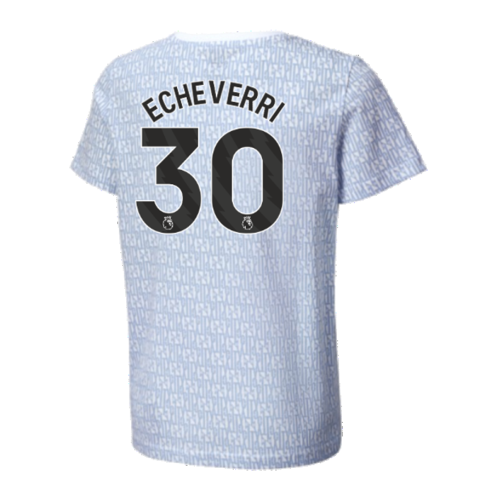 2024-2025 Man City ftblCulture Tee AOP (Light Blue) - Kids (Echeverri 30)