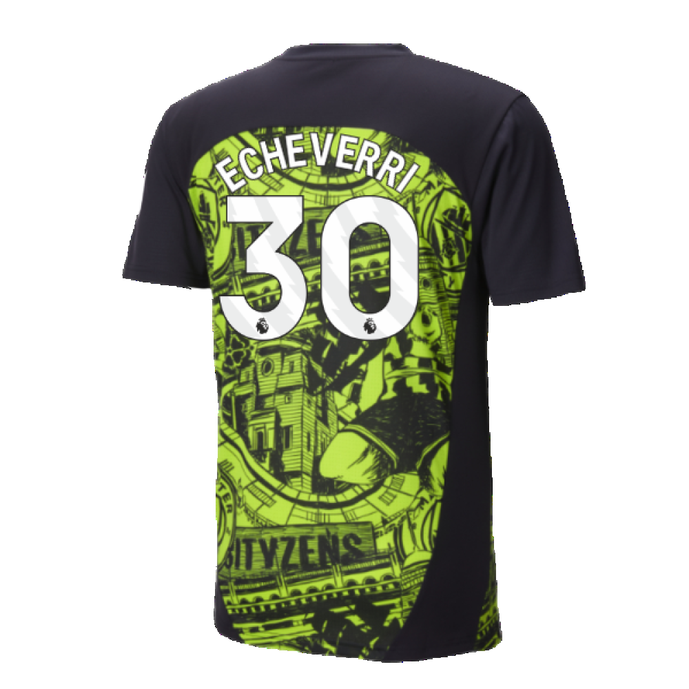 2024-2025 Man City Pre-Match Shirt (Yellow Glow) (Echeverri 30)
