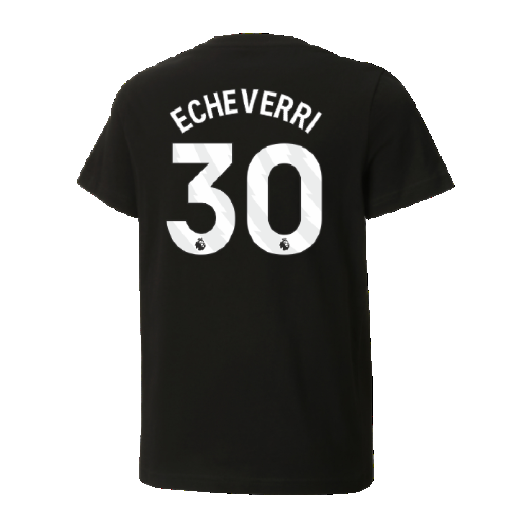 2024-2025 Man City ftblCulture Tee (Black) - Kids (Echeverri 30)