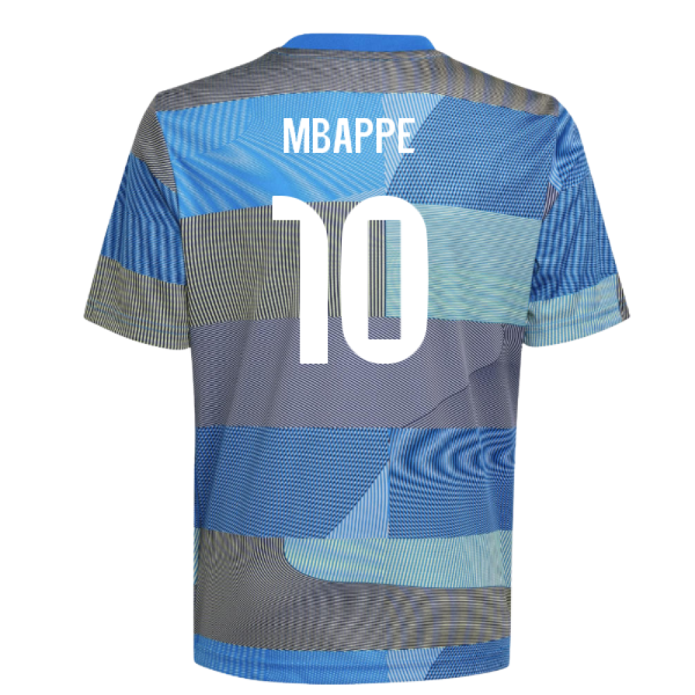 2025-2026 Real Madrid Pre-Match Shirt (Blue) - Kids (Mbappe 10)