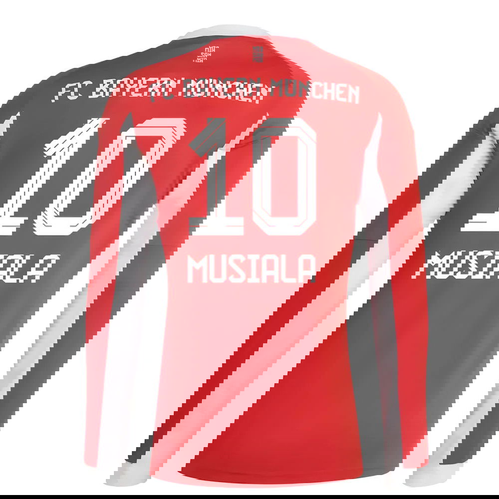2025-2026 Bayern Munich Long Sleeve Home Shirt (Musiala 10)