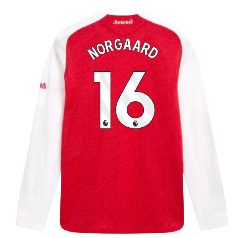 2025-2026 Arsenal Authentic Long Sleeve Home Shirt (Norgaard 16)