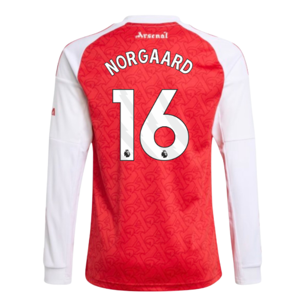 2025-2026 Arsenal Long Sleeve Home Shirt (Kids) (Norgaard 16)