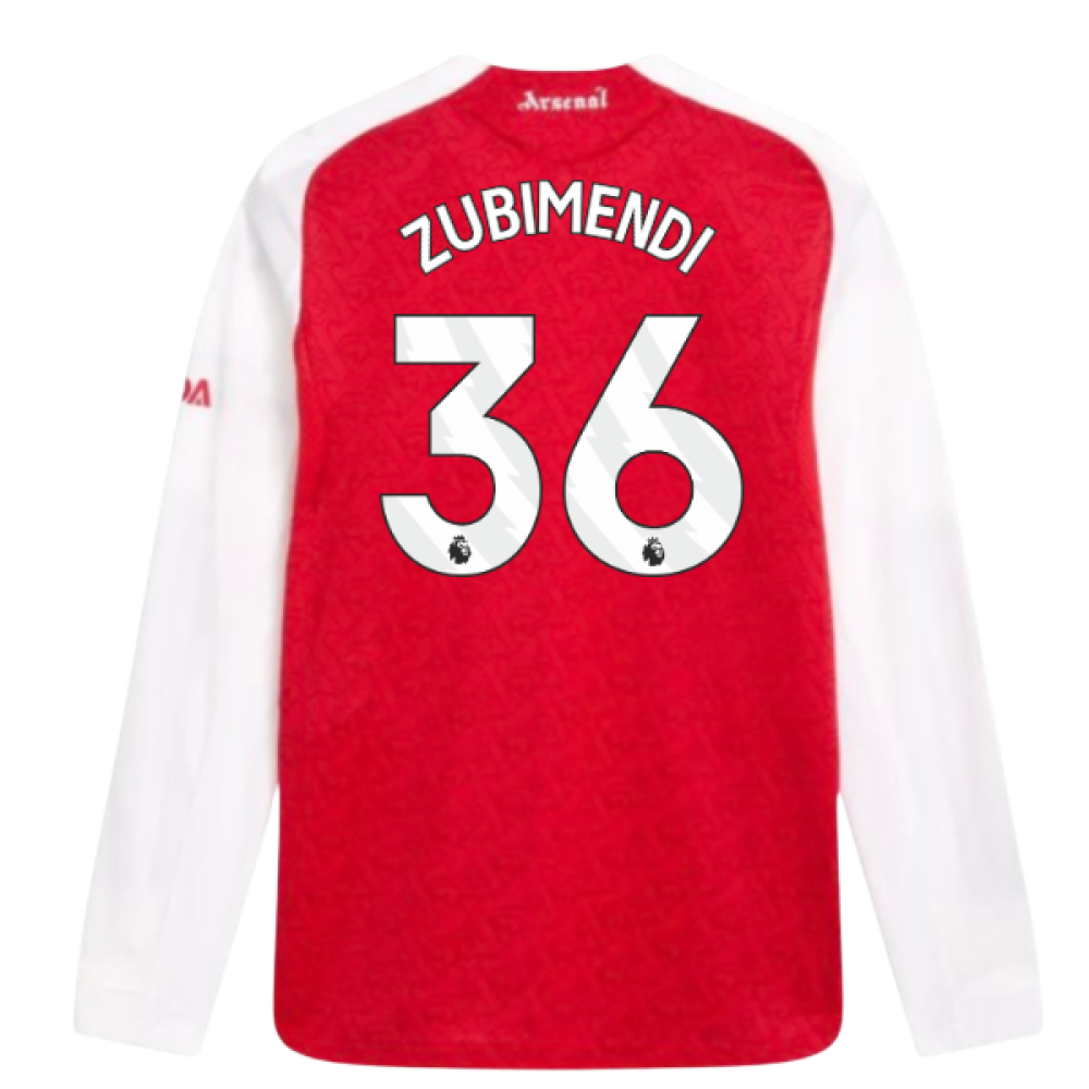2025-2026 Arsenal Authentic Long Sleeve Home Shirt (Zubimendi 36)