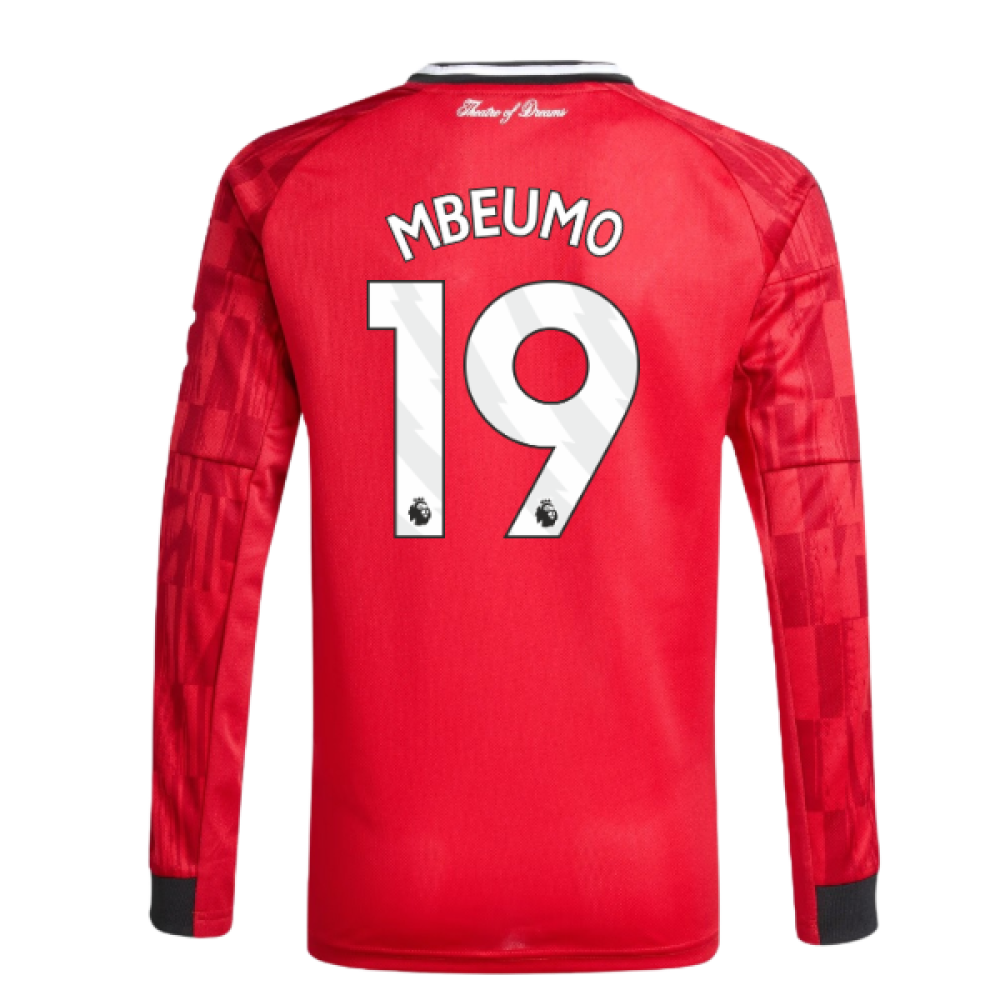 2025-2026 Man Utd Long Sleeve Home Shirt (Kids) (Mbeumo 19)