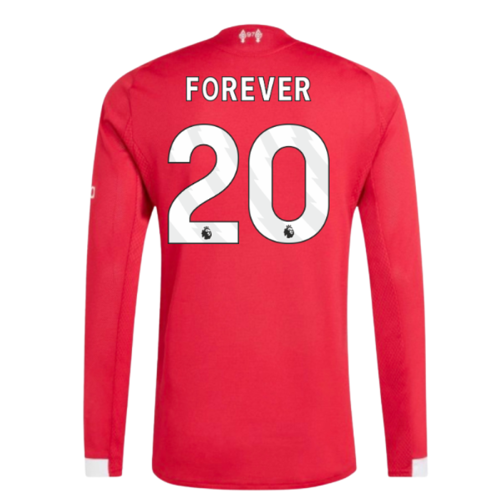 2025-2026 Liverpool Authentic Long Sleeve Home Shirt (Forever 20)