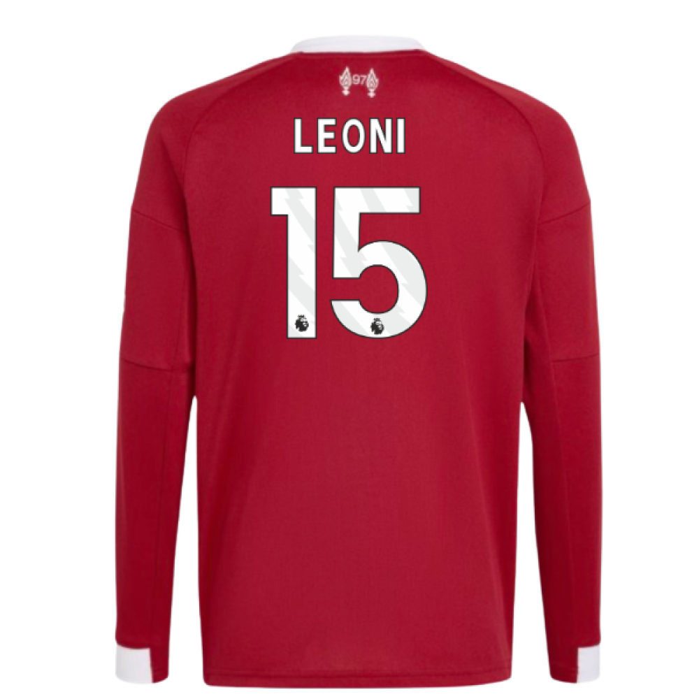 2025-2026 Liverpool Long Sleeve Home Shirt (Kids) (Leoni 15)