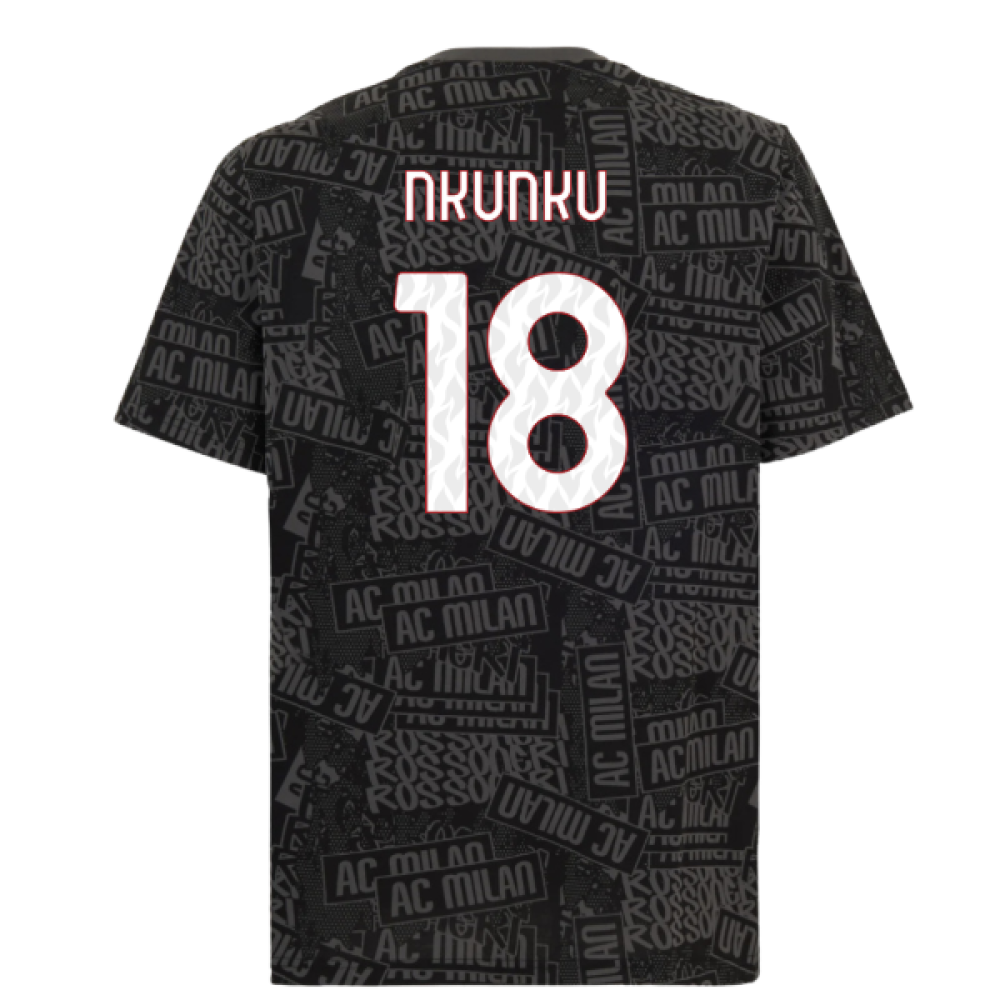 2025-2026 AC Milan ftblCulture Tee AOP (Black) (Nkunku 18)