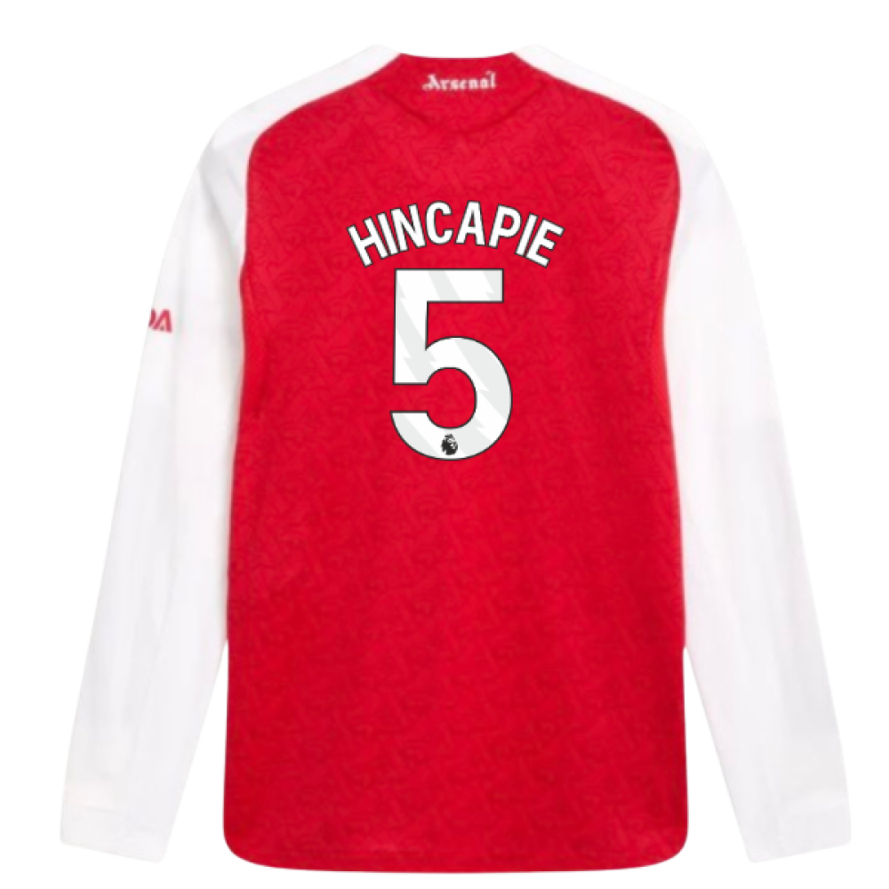 2025-2026 Arsenal Authentic Long Sleeve Home Shirt (Hincapie 5)