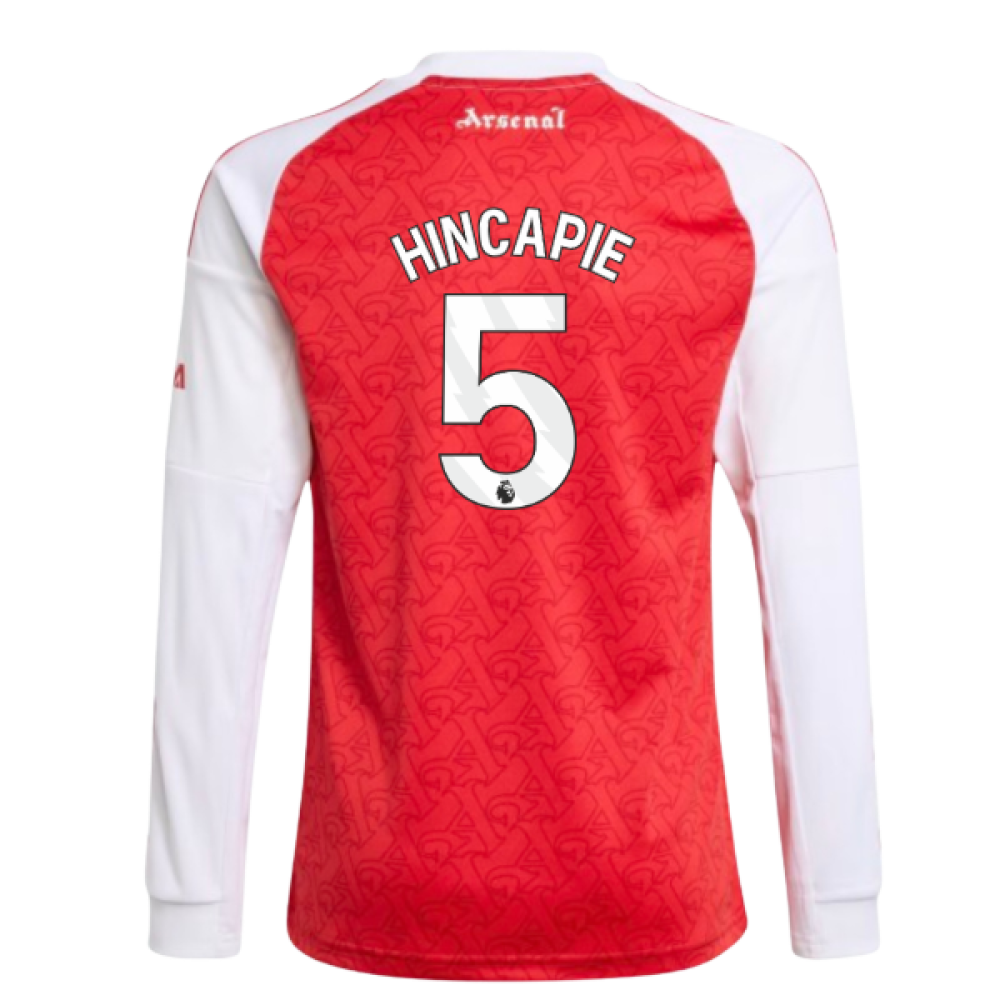 2025-2026 Arsenal Long Sleeve Home Shirt (Kids) (Hincapie 5)