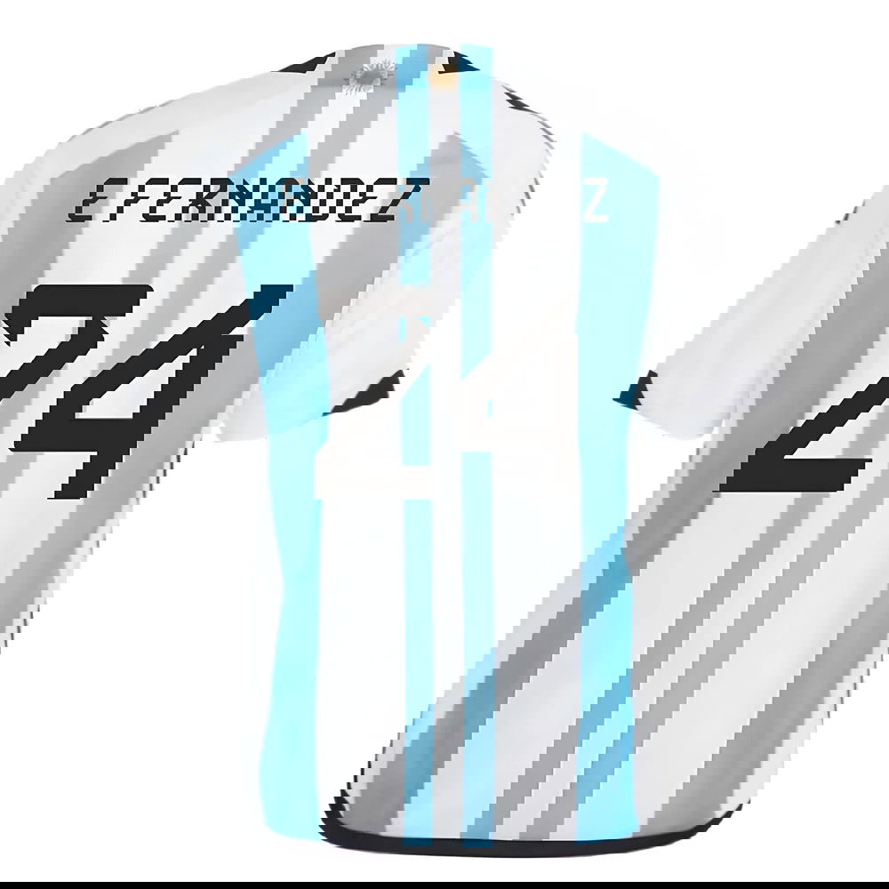 Argentina 2022 World Cup Winners Home Shirt - Kids (E FERNANDEZ 24)