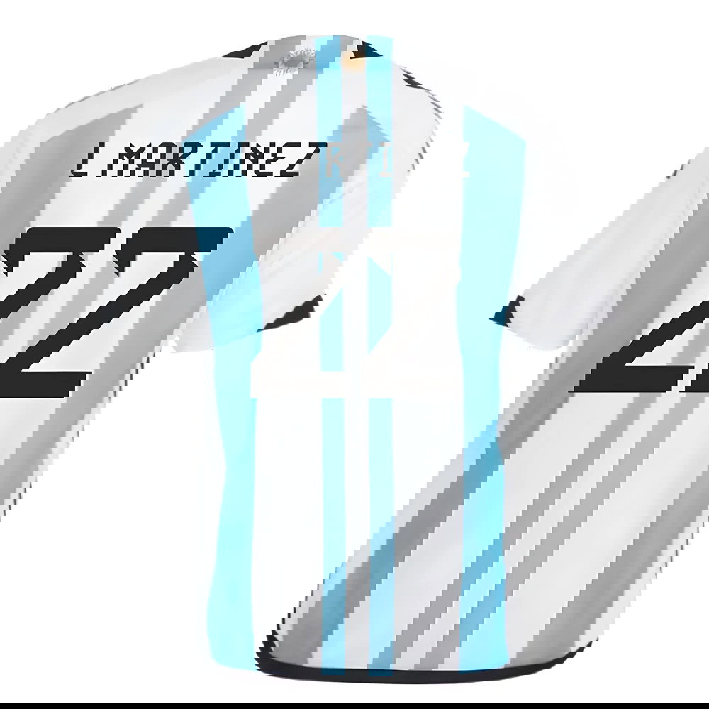 Argentina 2022 World Cup Winners Home Shirt - Kids (L MARTINEZ 22)