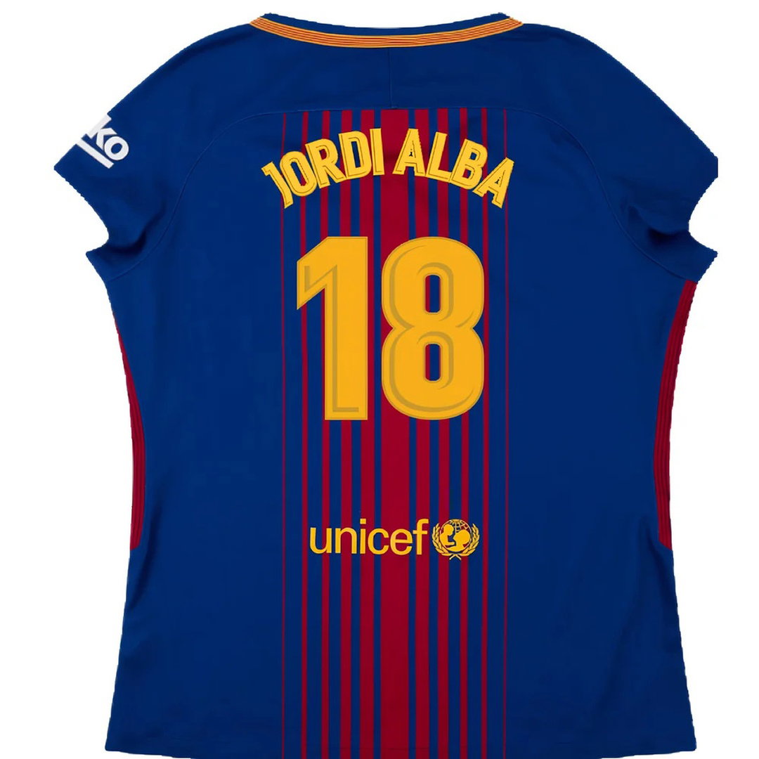 Barcelona 2017-18 Home Shirt (Womens) (XL) (Mint) (Jordi Alba 18)