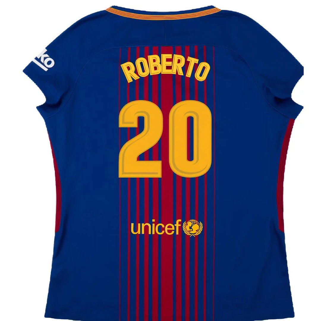 Barcelona 2017-18 Home Shirt (Womens) (XL) (Mint) (Roberto 20)