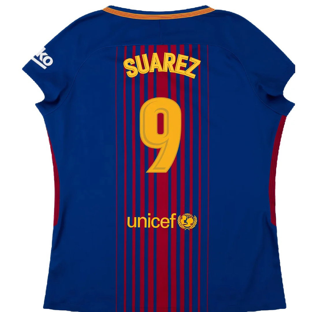 Barcelona 2017-18 Home Shirt (Womens) (XL) (Mint) (Suarez 9)