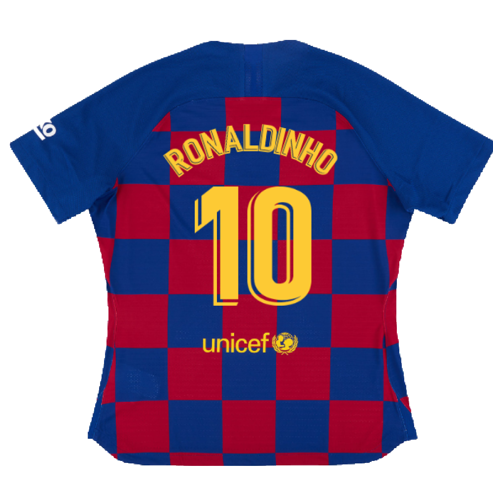 Barcelona 2019-20 Womens Home Shirt (Vaporkit) ((Excellent) S) (RONALDINHO 10)