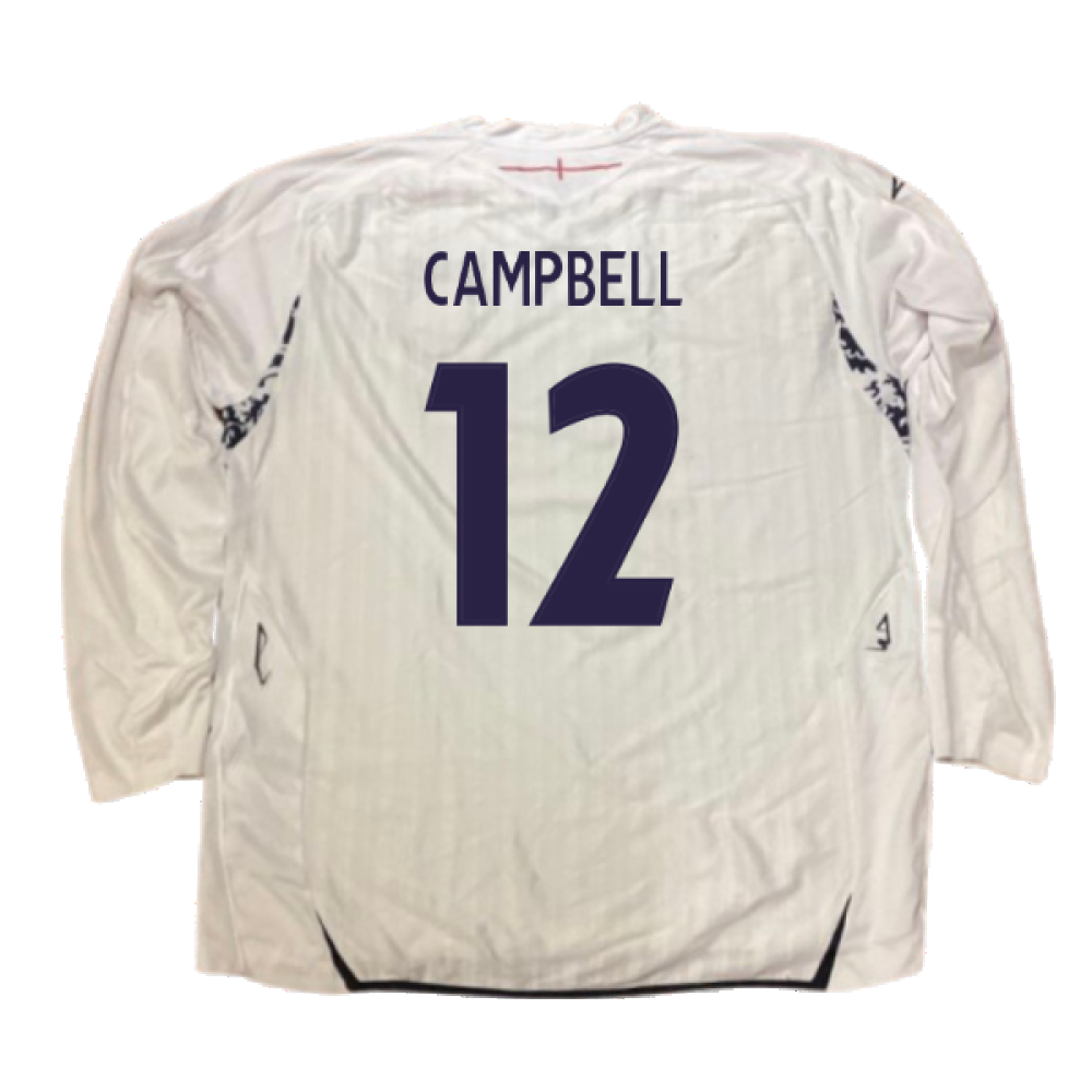 England 2007-09 Long Sleeve Home Shirt (XXL) (Very Good) (CAMPBELL 12)