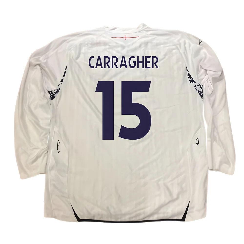 England 2007-09 Long Sleeve Home Shirt (XXL) (Very Good) (CARRAGHER 15)