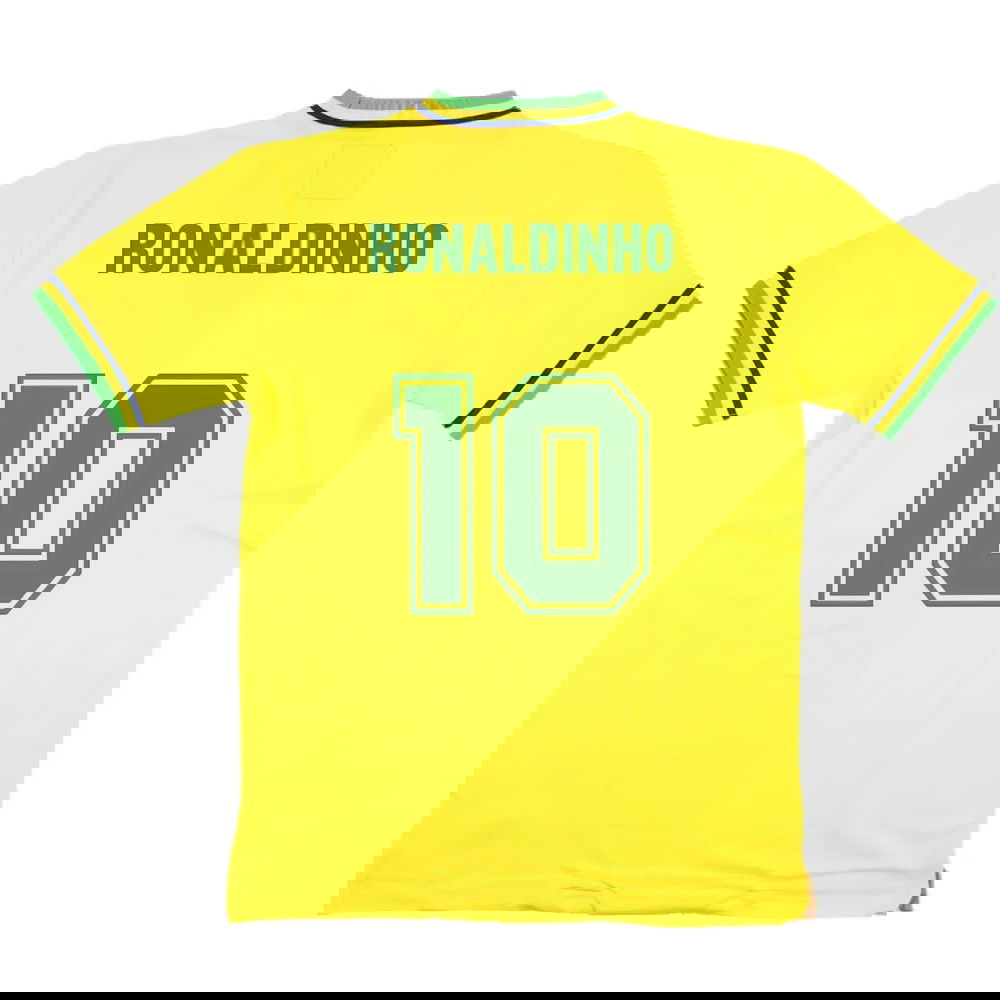 False Nein Brazil Home Football Shirt (RONALDINHO 10)
