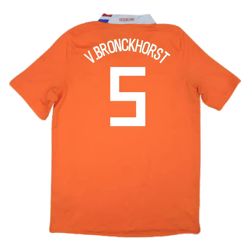 Holland 2008-10 Home Shirt ((Excellent) M) (V.Bronckhorst 5)