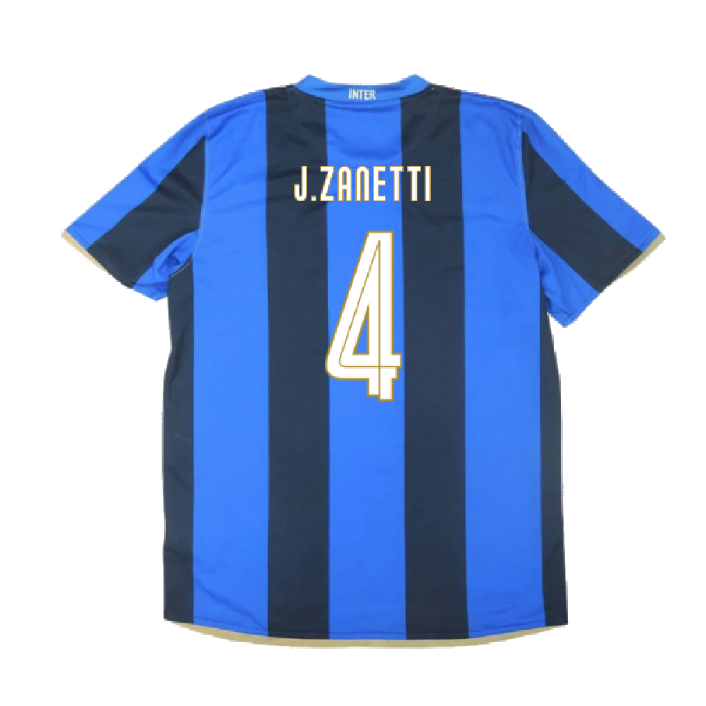 Inter Milan 2008-09 Home Shirt ((Excellent) S) (J.Zanetti 4)