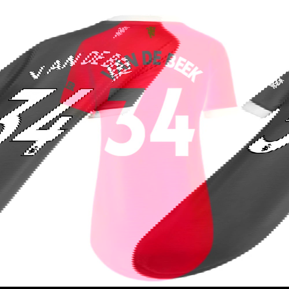 Man Utd 2021-2022 Home Shirt (Ladies) (VAN DE BEEK 34)