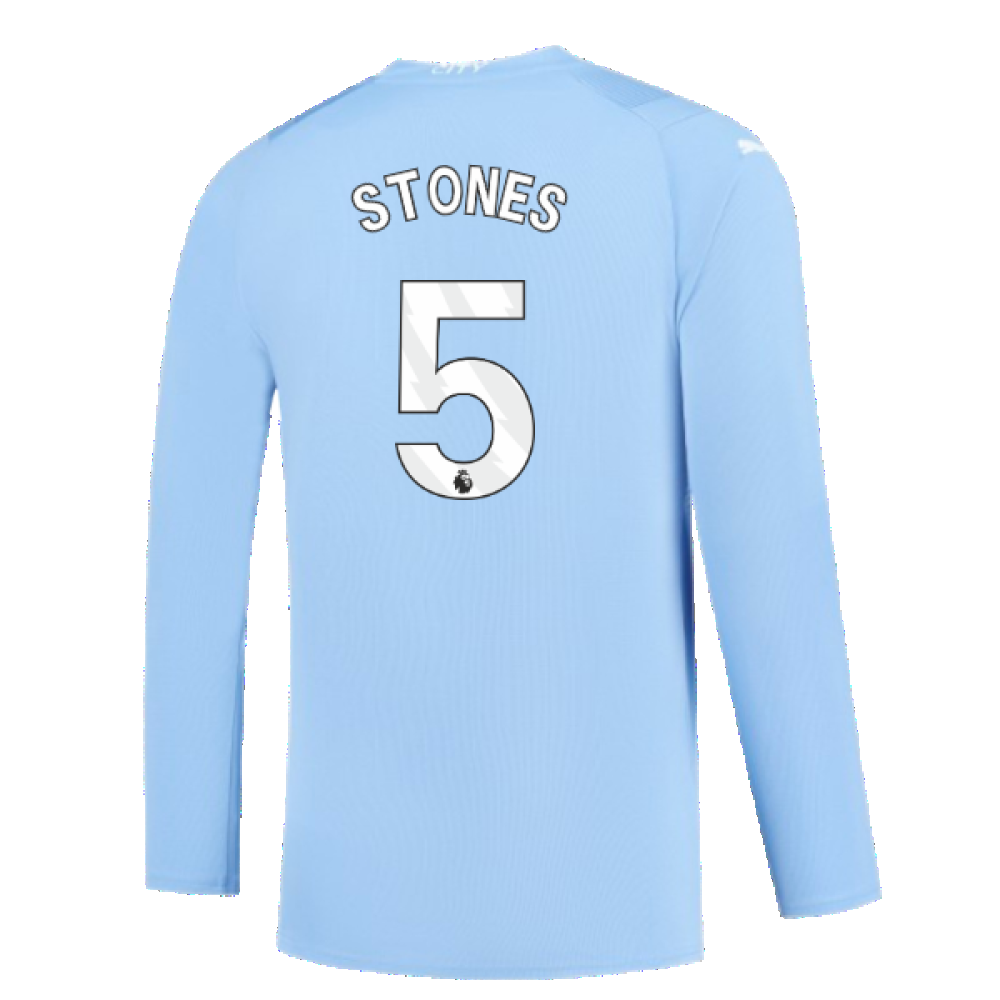 Manchester City 2023-2024 Puma Home Long Sleeved Shirt (S) (Good) (STONES 5)