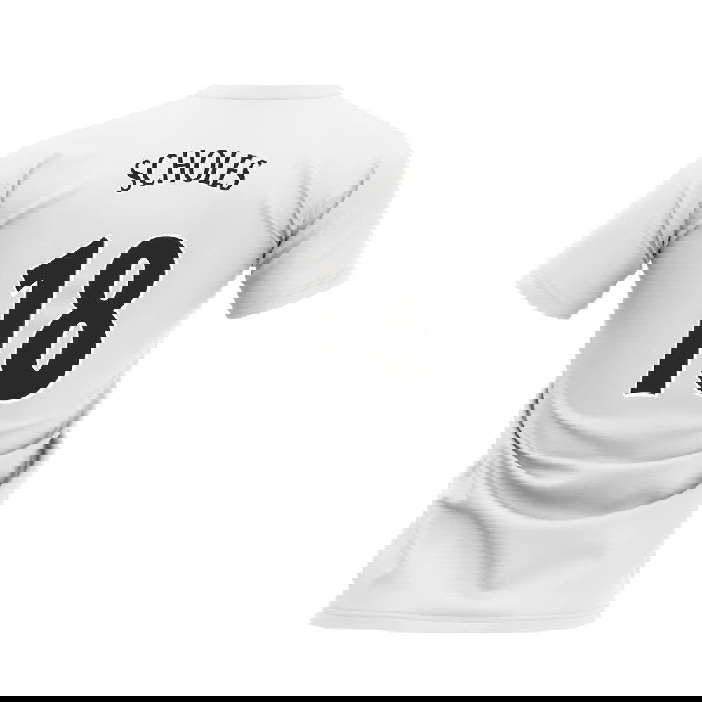 Manchester United 1998-1999 Retro Shirt T-shirt - Text (White) (Scholes 18)